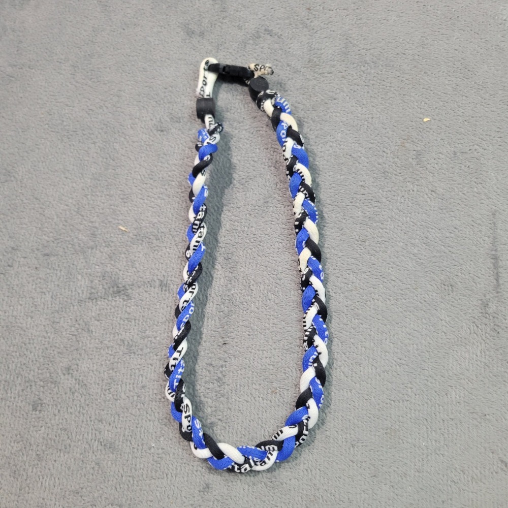 Titanium Sports Necklace Unisex Blue Black White Braided Baseball Athletic Rope